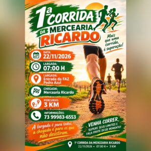 Mercearia Ricardo promoverá sua 1ª corrida com percurso de 3 KM